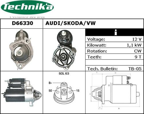 Technika D66330 - Käynnistinmoottori inparts.fi