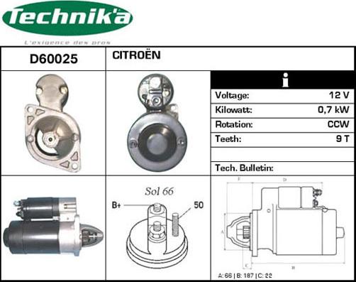 Technika D60025 - Käynnistinmoottori inparts.fi