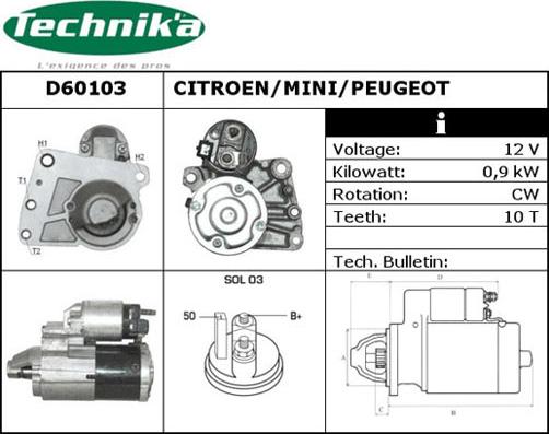 Technika D60103 - Käynnistinmoottori inparts.fi