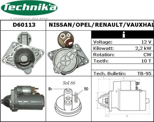 Technika D60113 - Käynnistinmoottori inparts.fi