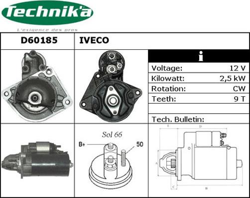 Technika D60185 - Käynnistinmoottori inparts.fi