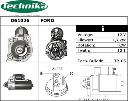 Technika D61026 - Käynnistinmoottori inparts.fi