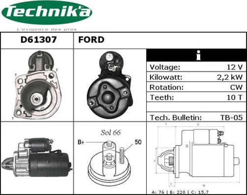 Technika D61307 - Käynnistinmoottori inparts.fi