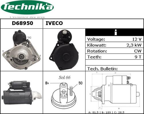 Technika D68950 - Käynnistinmoottori inparts.fi