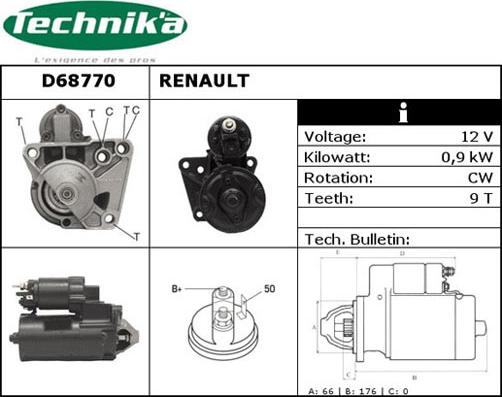 Technika D68770 - Käynnistinmoottori inparts.fi