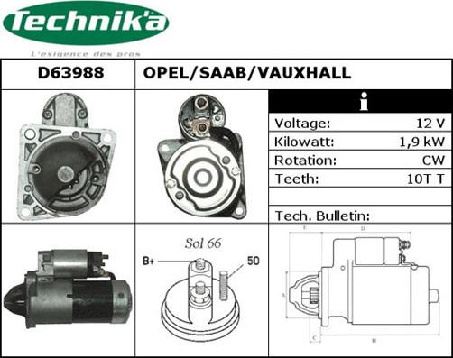 Technika D63988 - Käynnistinmoottori inparts.fi