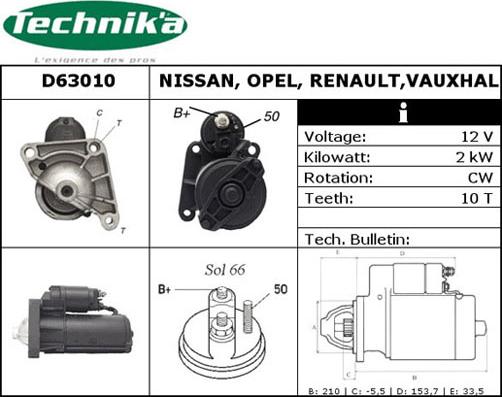 Technika D63010 - Käynnistinmoottori inparts.fi