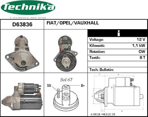 Technika D63836 - Käynnistinmoottori inparts.fi