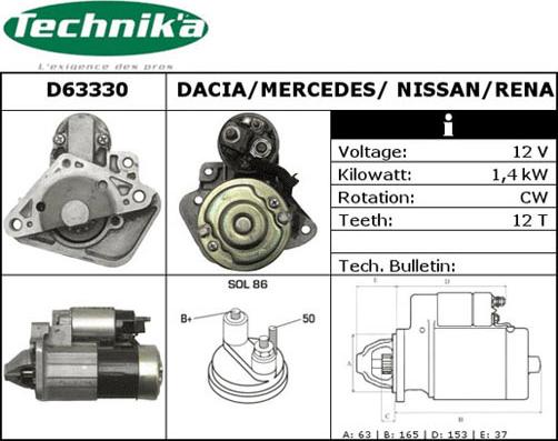 Technika D63330 - Käynnistinmoottori inparts.fi