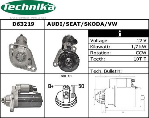 Technika D63219 - Käynnistinmoottori inparts.fi