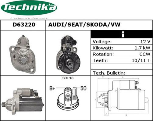 Technika D63220 - Käynnistinmoottori inparts.fi