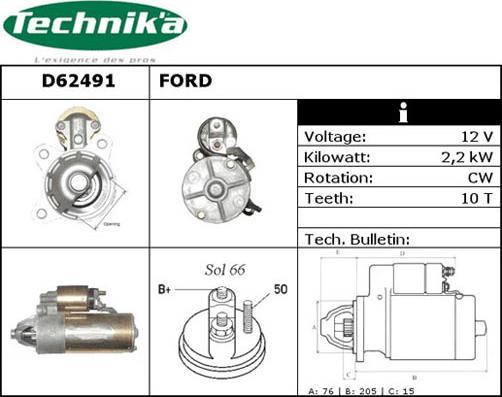 Technika D62491 - Käynnistinmoottori inparts.fi