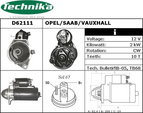 Technika D62111 - Käynnistinmoottori inparts.fi