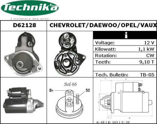 Technika D62128 - Käynnistinmoottori inparts.fi