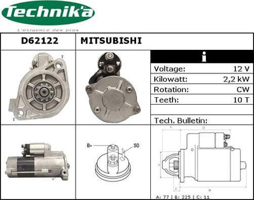 Technika D62122 - Käynnistinmoottori inparts.fi