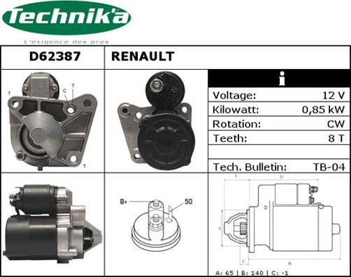 Technika D62387 - Käynnistinmoottori inparts.fi