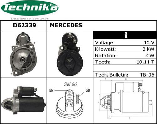 Technika D62339 - Käynnistinmoottori inparts.fi