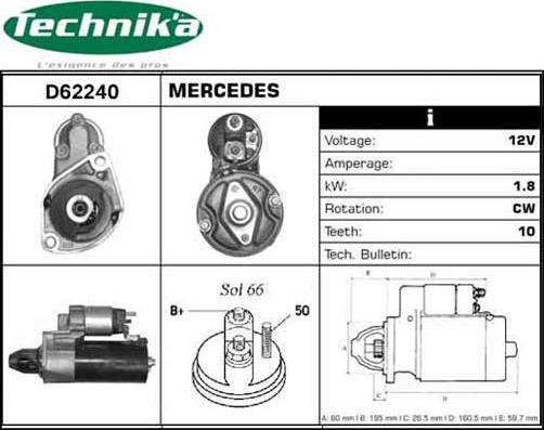 Technika D62240 - Käynnistinmoottori inparts.fi