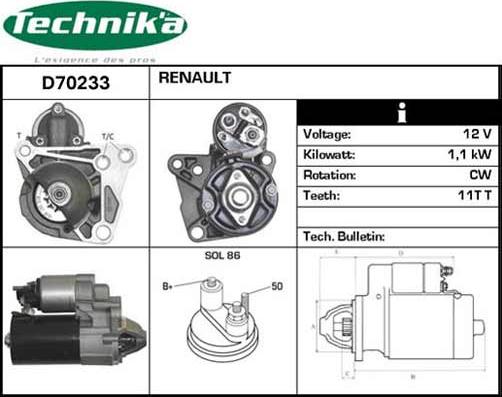 Technika D70233 - Käynnistinmoottori inparts.fi