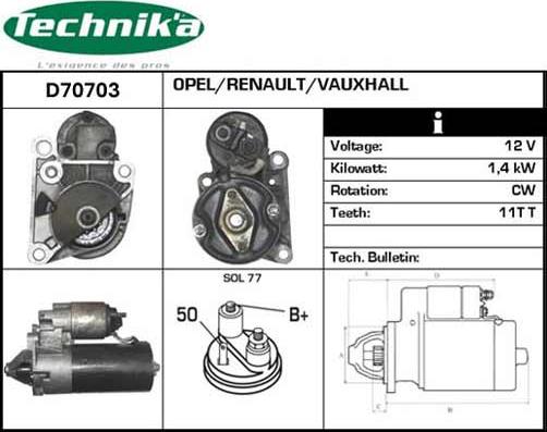 Technika D70703 - Käynnistinmoottori inparts.fi