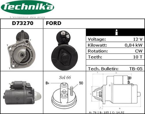 Technika D73270 - Käynnistinmoottori inparts.fi