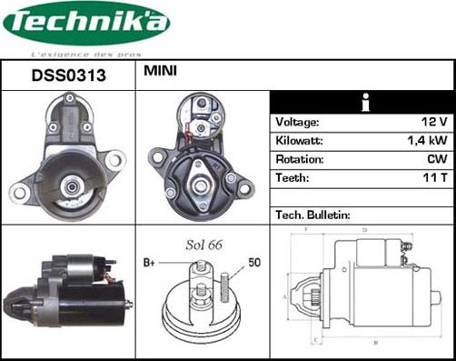 Technika DSS0313 - Käynnistinmoottori inparts.fi