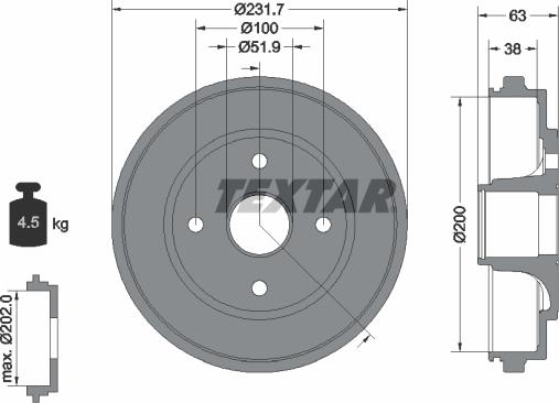 Textar 94033200 - Jarrurumpu inparts.fi