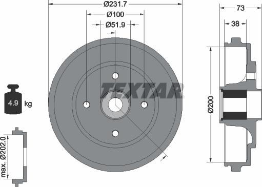 Textar 94027800 - Jarrurumpu inparts.fi