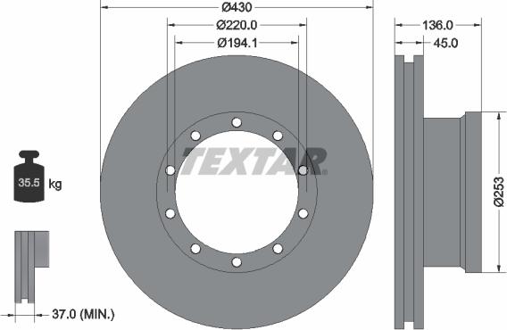 Textar 93101200 - Jarrulevy inparts.fi