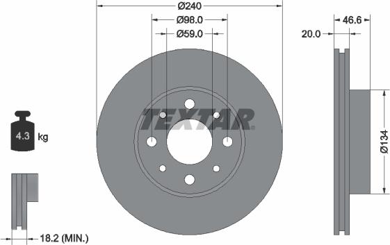 Textar 92090300 - Jarrulevy inparts.fi