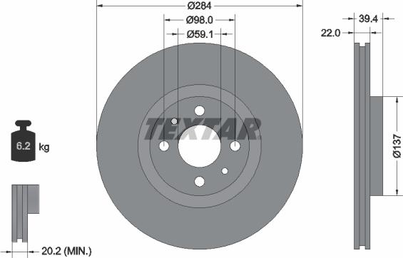 Textar 92055200 - Jarrulevy inparts.fi