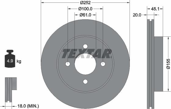 Textar 92148800 - Jarrulevy inparts.fi