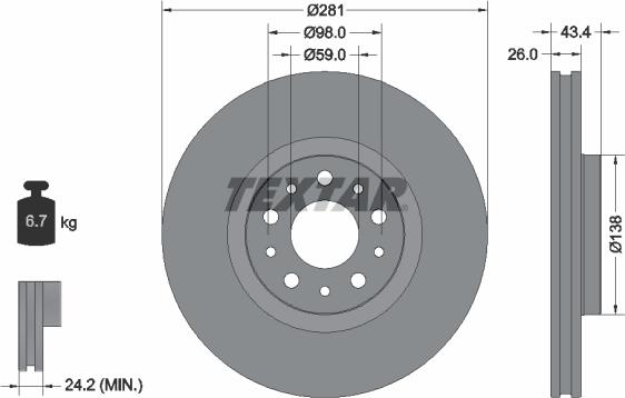 Textar 92304803 - Jarrulevy inparts.fi