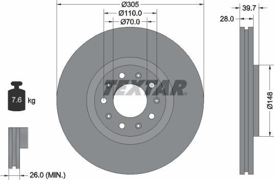 Textar 92220800 - Jarrulevy inparts.fi