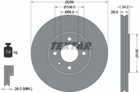 Textar 92107800 - Jarrulevy inparts.fi