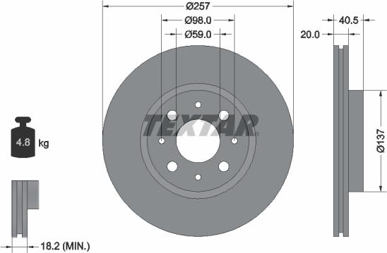 Textar 89012500 - Jarrupalasarja, levyjarru inparts.fi