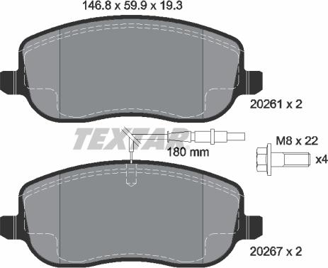 Textar 89008800 - Jarrupalasarja, levyjarru inparts.fi