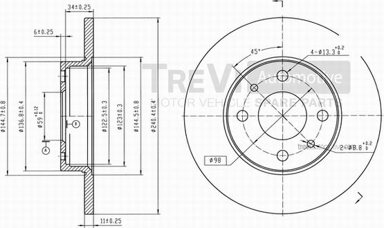 Trevi Automotive BD1015 - Jarrulevy inparts.fi