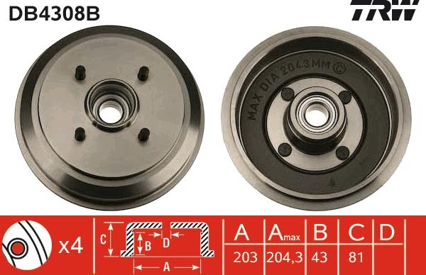 TRW DB4308B - Jarrurumpu inparts.fi