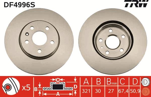 TRW DF4996S - Jarrulevy inparts.fi