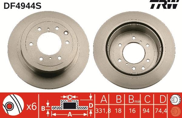 TRW DF4944S - Jarrulevy inparts.fi