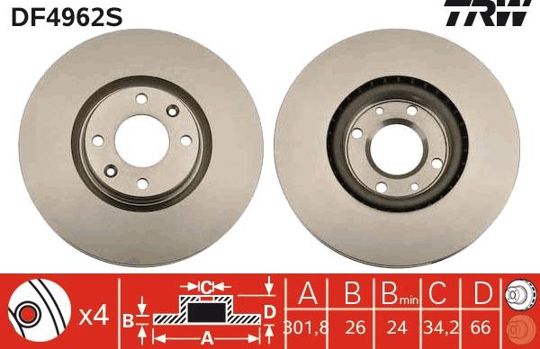 TRW DF4962S - Jarrulevy inparts.fi