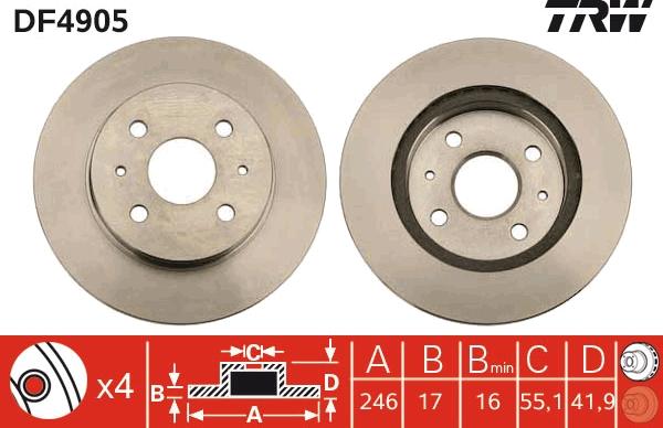 TRW DF4905 - Jarrulevy inparts.fi