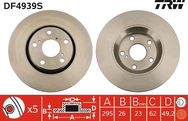 TRW DF4939S - Jarrulevy inparts.fi