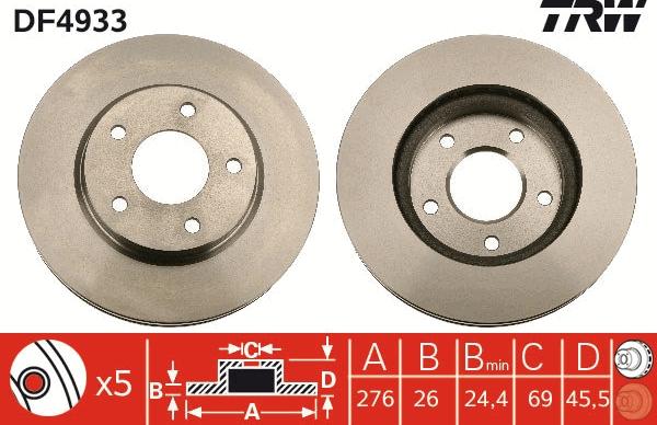 TRW DF4933 - Jarrulevy inparts.fi