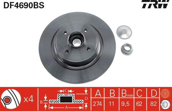 TRW DF4690BS - Jarrulevy inparts.fi