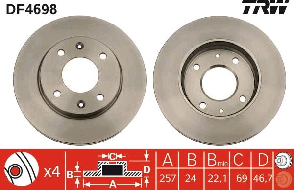 TRW DF4698 - Jarrulevy inparts.fi