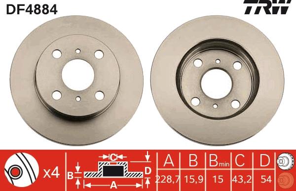 TRW DF4884 - Jarrulevy inparts.fi