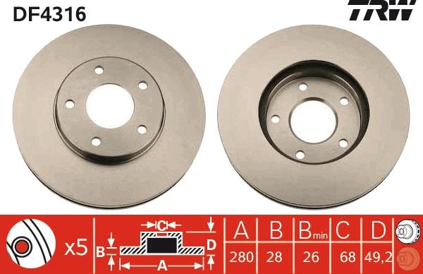 TRW DF4316 - Jarrulevy inparts.fi