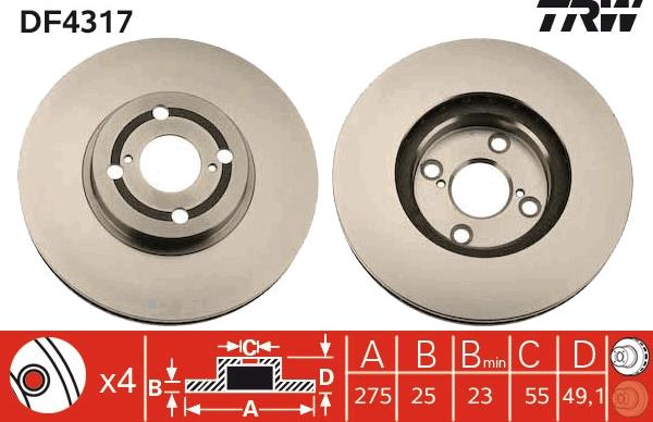 TRW DF4317 - Jarrulevy inparts.fi